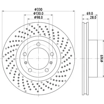 Disque de frein avant droit HELLA 8DD 355 125-031