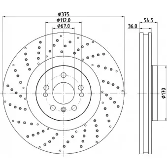 Jeu de 2 disques de frein avant HELLA 8DD 355 125-041
