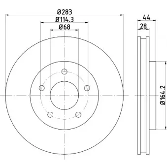 Jeu de 2 disques de frein avant HELLA 8DD 355 125-071