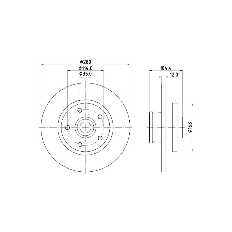 Jeu de 2 disques de frein arrière HELLA 8DD 355 125-281