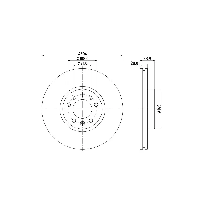 Jeu de 2 disques de frein avant HELLA 8DD 355 125-411