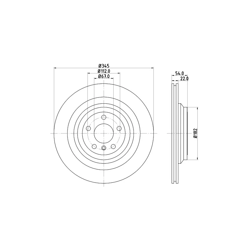 Jeu de 2 disques de frein arrière HELLA 8DD 355 126-311