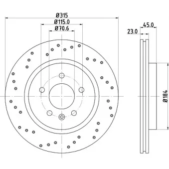 Jeu de 2 disques de frein arrière HELLA 8DD 355 126-391