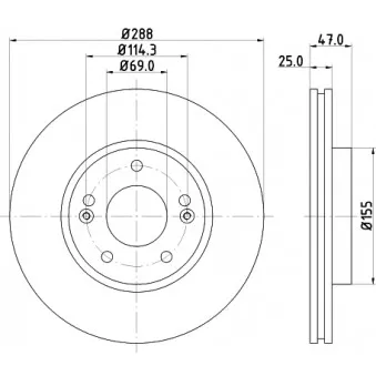 Jeu de 2 disques de frein avant HELLA 8DD 355 126-431