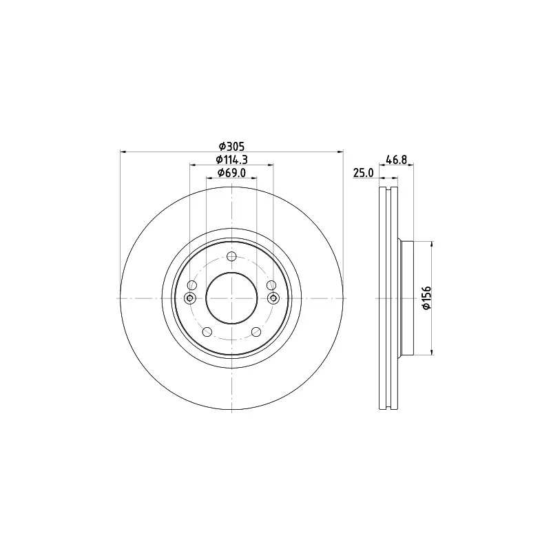 Jeu de 2 disques de frein avant HELLA 8DD 355 126-541