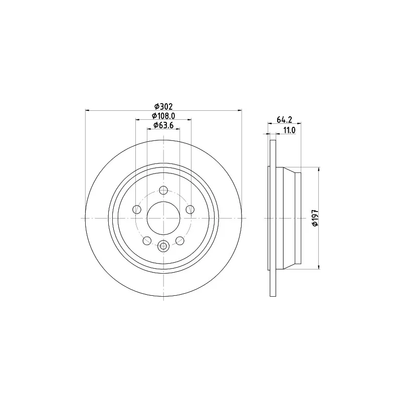 Jeu de 2 disques de frein arrière HELLA 8DD 355 126-781