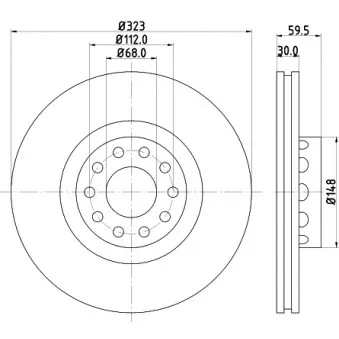 Jeu de 2 disques de frein avant HELLA 8DD 355 127-421