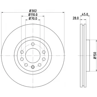Jeu de 2 disques de frein avant HELLA 8DD 355 127-831