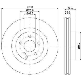Jeu de 2 disques de frein avant HELLA 8DD 355 127-921
