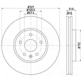 Jeu de 2 disques de frein avant HELLA 8DD 355 129-091