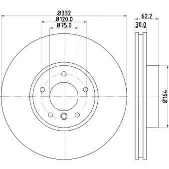 Jeu de 2 disques de frein avant HELLA 8DD 355 129-291