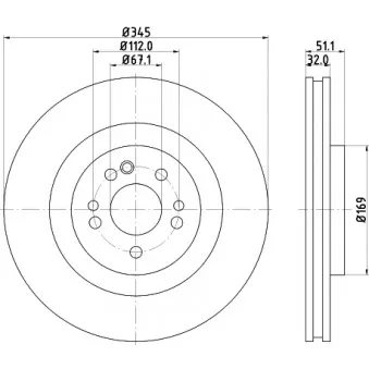 Jeu de 2 disques de frein avant HELLA 8DD 355 129-741