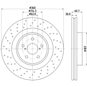 Jeu de 2 disques de frein avant HELLA 8DD 355 129-851