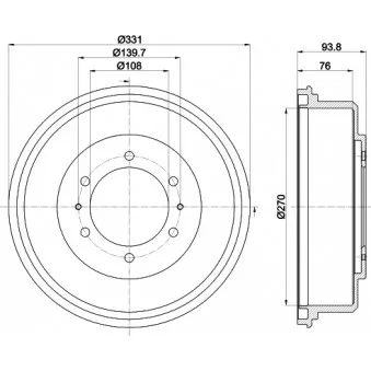 Tambour de frein HELLA 8DT 355 302-611