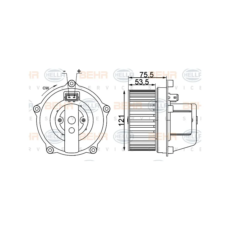 Pulseur d'air habitacle HELLA 8EW 009 100-341