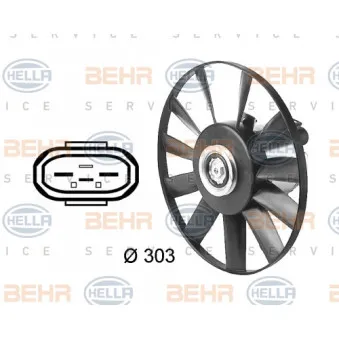 Ventilateur, refroidissement du moteur HELLA 8EW 009 144-541