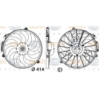 Ventilateur, refroidissement du moteur HELLA 8EW 009 158-721