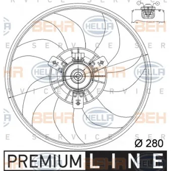 Ventilateur, refroidissement du moteur HELLA 8EW 351 039-761
