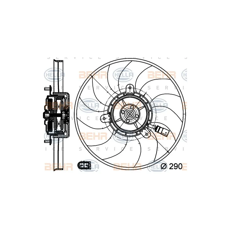 Ventilateur, refroidissement du moteur HELLA 8EW 351 040-081