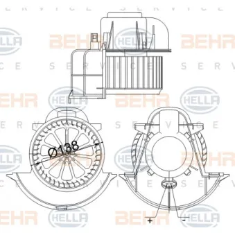 Pulseur d'air habitacle HELLA 8EW 351 040-184