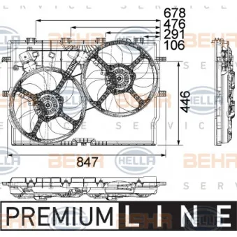 Ventilateur, refroidissement du moteur HELLA 8EW 351 040-611