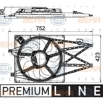 Ventilateur, refroidissement du moteur HELLA 8EW 351 041-311