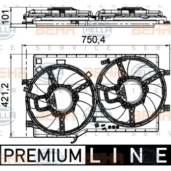 Ventilateur, refroidissement du moteur HELLA 8EW 351 041-321
