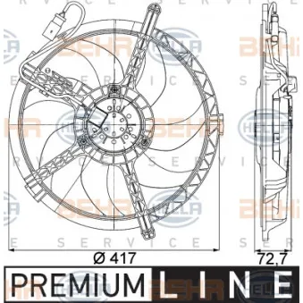 Ventilateur, refroidissement du moteur HELLA 8EW 351 042-741