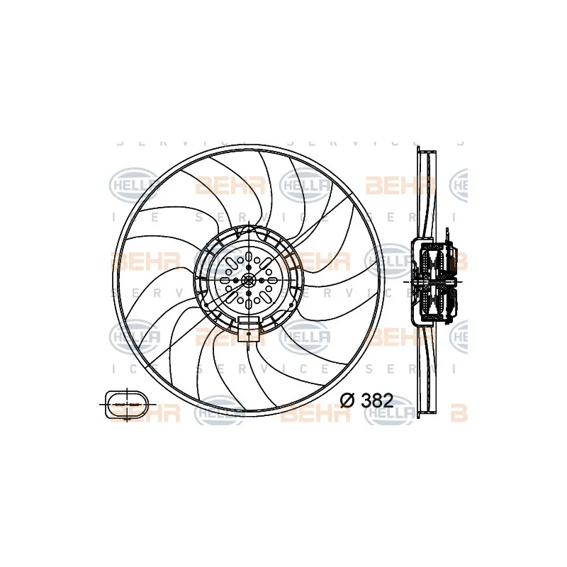Ventilateur, refroidissement du moteur HELLA 8EW 351 044-351