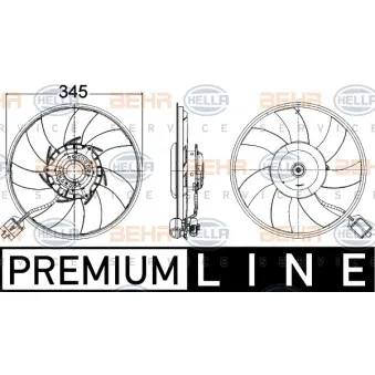 Ventilateur, refroidissement du moteur HELLA 8EW 351 104-491