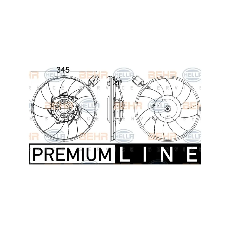 Ventilateur, refroidissement du moteur HELLA 8EW 351 104-541