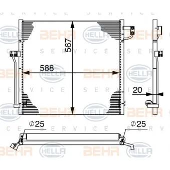 Condenseur, climatisation HELLA 8FC 351 004-574