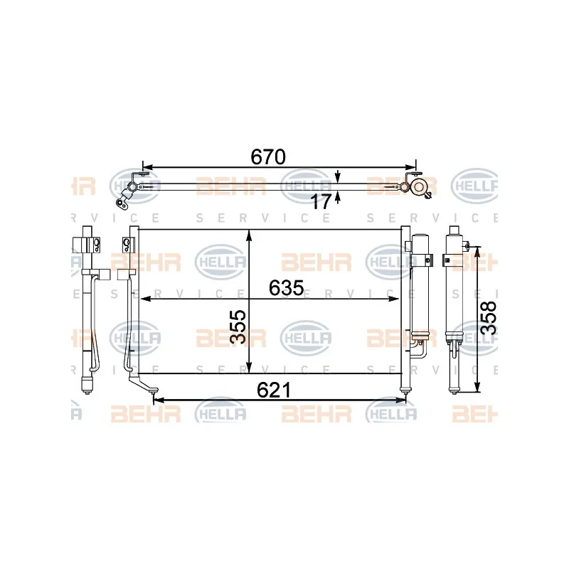 Condenseur, climatisation HELLA 8FC 351 304-141