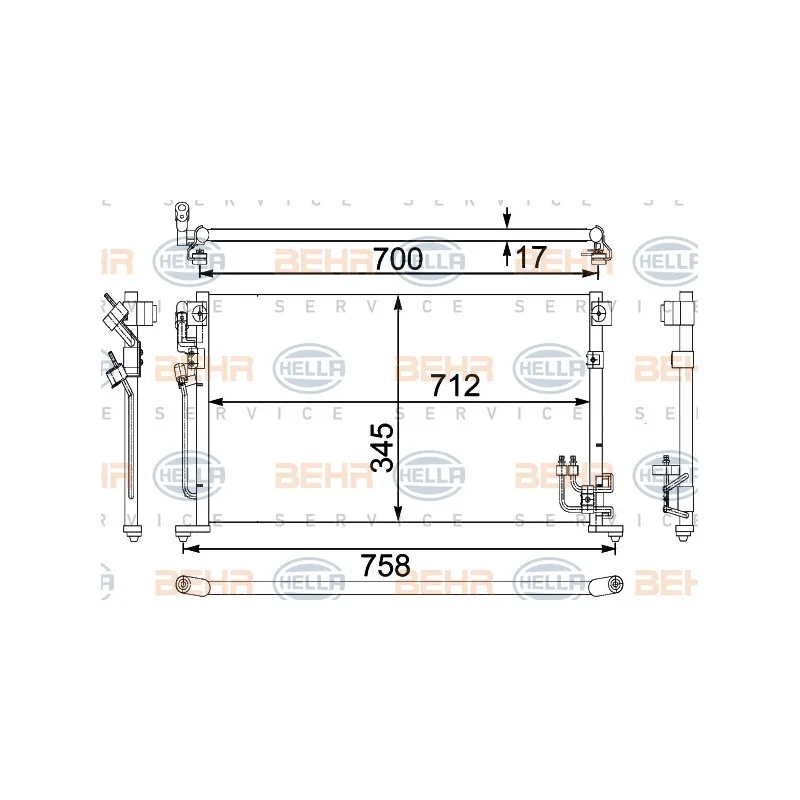 Condenseur, climatisation HELLA 8FC 351 304-231
