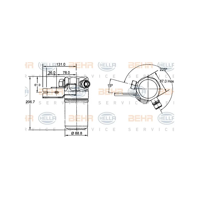 Filtre déshydratant, climatisation HELLA 8FT 351 192-391