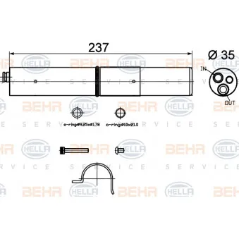 Filtre déshydratant, climatisation HELLA 8FT 351 200-264