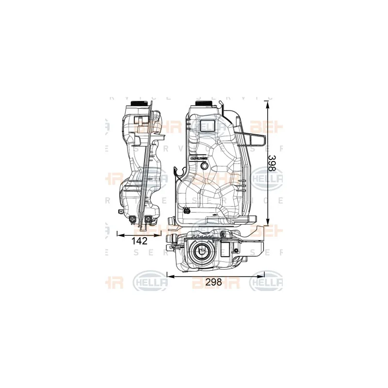 Vase d'expansion, liquide de refroidissement HELLA 8MA 376 734-434
