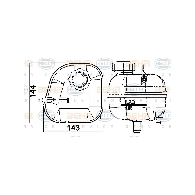 Vase d'expansion, liquide de refroidissement HELLA 8MA 376 737-184