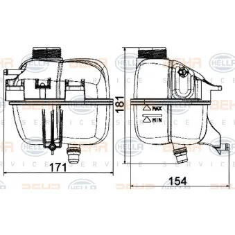 Vase d'expansion, liquide de refroidissement HELLA 8MA 376 737-224