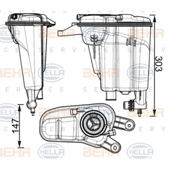 Vase d'expansion, liquide de refroidissement HELLA 8MA 376 741-764