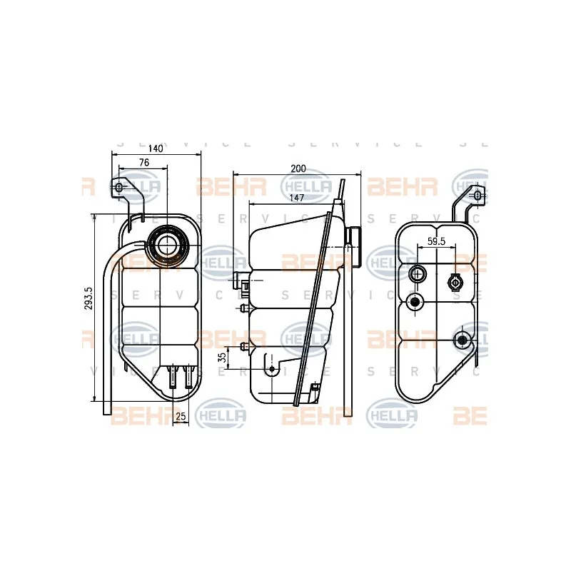 Vase d'expansion, liquide de refroidissement HELLA 8MA 376 755-131