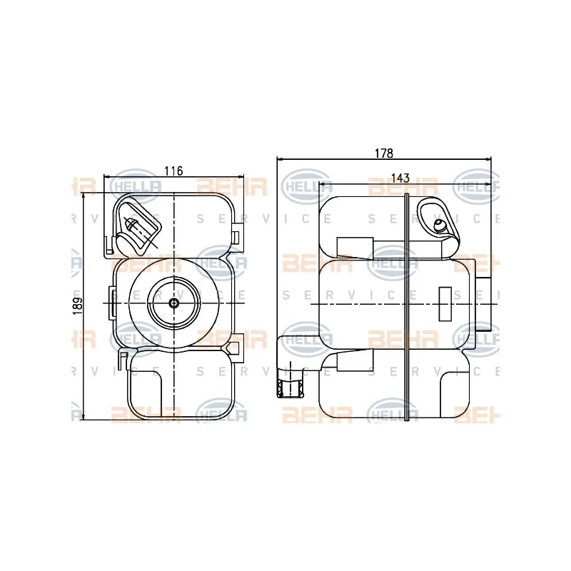 Vase d'expansion, liquide de refroidissement HELLA 8MA 376 789-741
