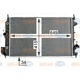 Radiateur, refroidissement du moteur HELLA 8MK 376 700-271