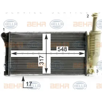 Radiateur, refroidissement du moteur HELLA 8MK 376 700-284
