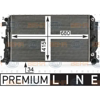 Radiateur, refroidissement du moteur HELLA 8MK 376 700-301