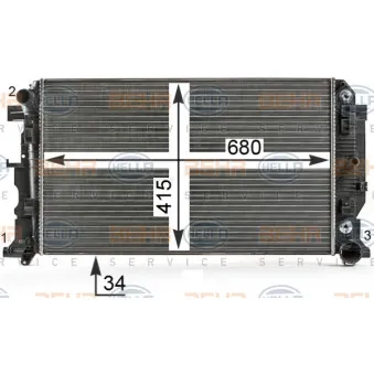 Radiateur, refroidissement du moteur HELLA 8MK 376 700-304