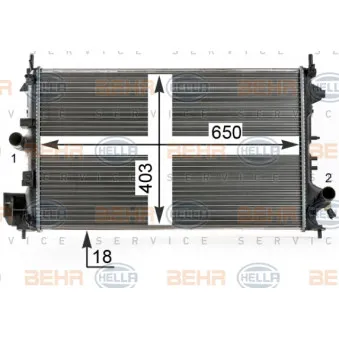 Radiateur, refroidissement du moteur HELLA 8MK 376 700-351