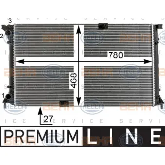 Radiateur, refroidissement du moteur HELLA 8MK 376 700-361