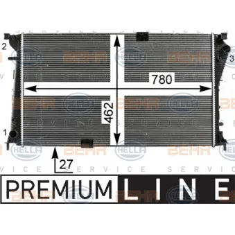Radiateur, refroidissement du moteur HELLA 8MK 376 700-371