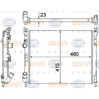 Radiateur, refroidissement du moteur HELLA 8MK 376 700-381